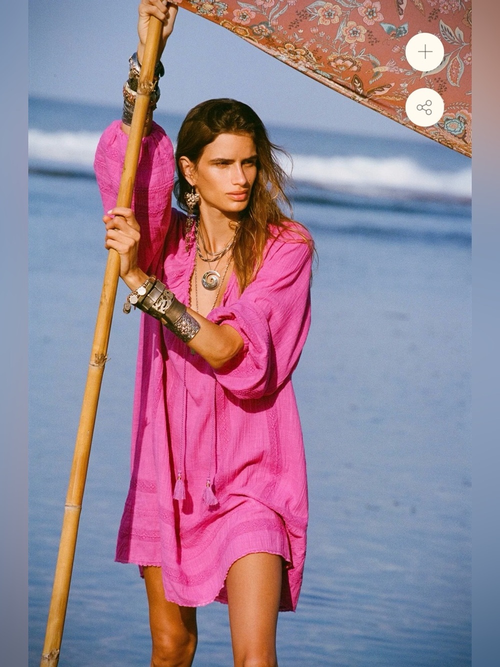 NWT Spell Serendipity Lace Tunic Dress in orchid with delicate lace. Size S.